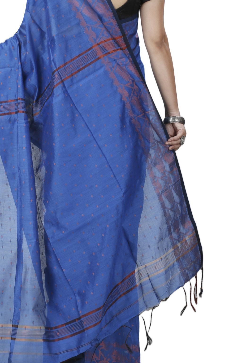 Blue Blended Cotton Temo Hand Loom Saree (1268)